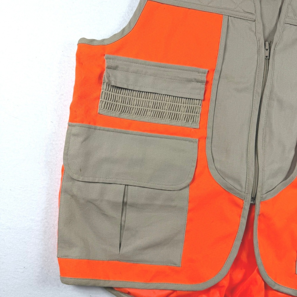 Winchester Mens Blaze Orange Tan Cotton Duck Canvas Hunting Game Vest Medium - Picture 4 of 11